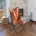 thumbnail image 4 of Carolina Classics Monroe Leather Butterfly Chair in Brown and Black, 4 of 7