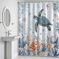 thumbnail image 6 of Oceans Bathroom Shower Curtain, Coastal Orange Blue Sea Turtles Starfish Coral Gradient Waterproof Washable Soft Bath Curtain for Bathtub Decor with 12 Hooks&Grommet, 48x72 Inch, 6 of 9
