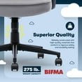 thumbnail image 2 of Serta Comfort Classic Executive Office Chair Padded Armrest Gray Velvet Fabric, 2 of 11