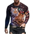 thumbnail image 1 of Hombre Unisex Diario Camiseta 3D Estampado Gráfico Estampados Animal Estampado Manga Larga Tops Casual Bloue Pompotops oipoqjl3921, 1 of 8