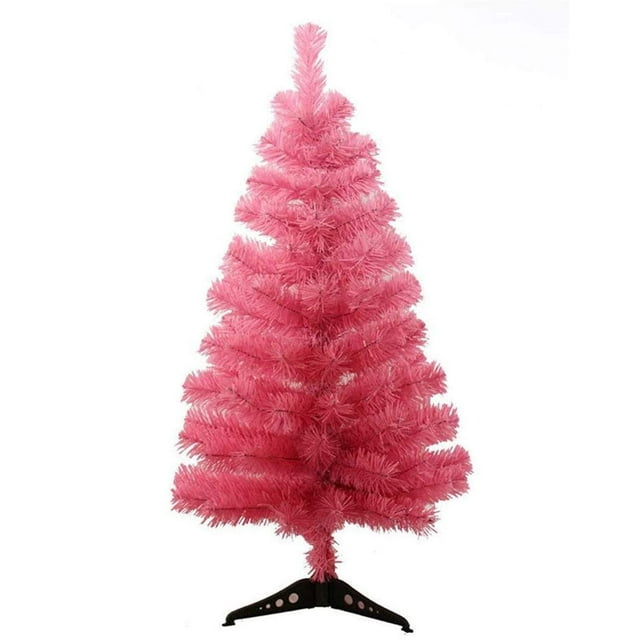 Árbol de Navidad S-SSOY Pino de Navidad artificial de 90 cm con soporte rosa