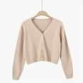 thumbnail image 2 of Jxximdong Cardigans for Women, V Neck Cardigan Sweater Plus Jacket Solid Color Knitted Sweater, Women's Bolero Shrugs Beige, 2 of 3