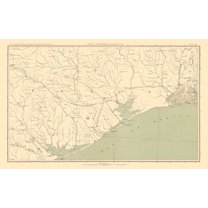 Historical Civil War Map - Texas Louisiana Gulf Coast - Bien 1895 - 23 x 36.76 - Vintage Wall Art
