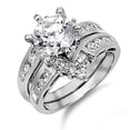thumbnail image 4 of Sterling Silver Custom Engagement Ring Wedding Band Bridal Set White CZ 925 Female Size 7, 4 of 4