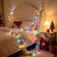 thumbnail image 5 of 16.4 ft Christmas Tinsel Garland with Light, Multicolor, Pastel Christmas Candy Decorations Prelit Tinsel Garland Battery Operated 50 LED Hanging for New Year Party Decor, 5 of 7