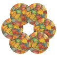 thumbnail image 7 of Yayeee 6 PCS Drink Coasters with Holder Set Woven Absorbent Round Tabletop Hot Pad, Retro Autumn Leaves, 7 of 7
