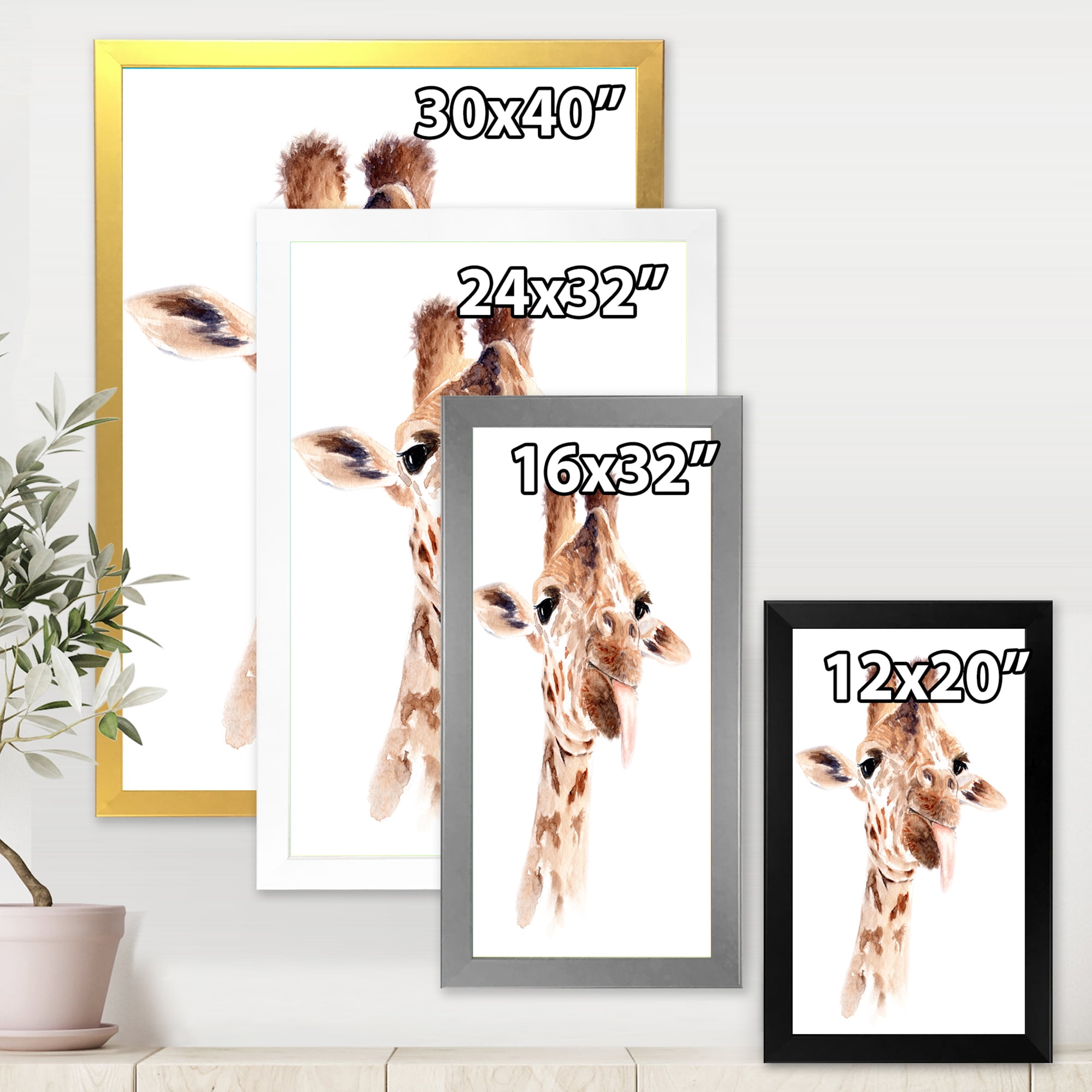 Designart 'Close Up Portrait of A Giraffe X' Farmhouse Framed Art Print
