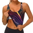 thumbnail image 3 of Picia Colorful Abstract Wave Motion Sports Bra for Women,Padded Strappy Sports Bras Medium Support Yoga Bra with Removable Cups,Running Yoga Bra-X-Large, 3 of 9