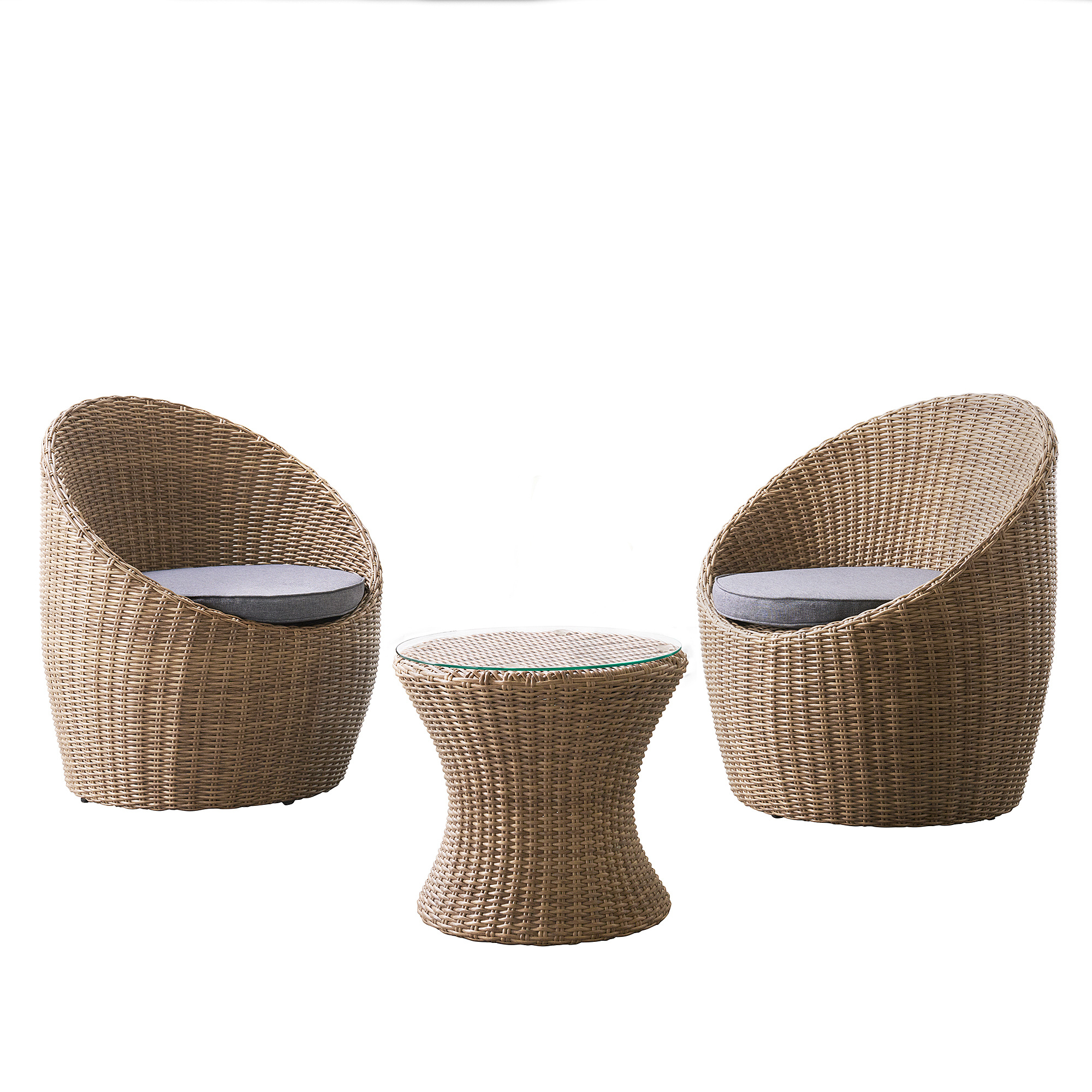 Strafford All-Weather Wicker Outdoor Set with Two Chairs and 18"H Cocktail Table - image 2 of 6