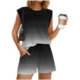 thumbnail image 3 of 2 Piece Summer Sets for Women Sleeveless Pleated Tank Top and Drawstring Elastic Waisted Shorts Loungewear (XL, Black), 3 of 8