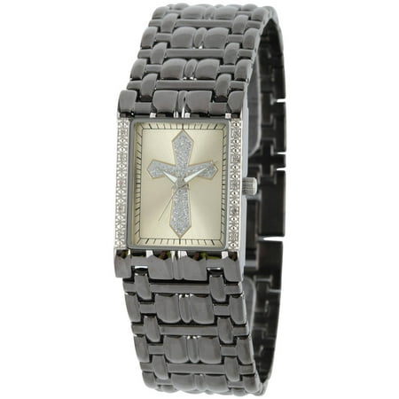 Men's Cross Rectangular Bracelet Watch, Black