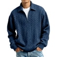thumbnail image 2 of Men's Quarter Zip Long Sleeve Shirts Cable Knit Mock Neck Polo Sweater Casual Pullover Sweater, 2 of 5