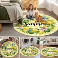 thumbnail image 6 of Summer Round Living Room Rugs 5 ft, Yellow Green Lemon Leaf Flowers Garland Buffalo Plaid Washable Area Rug with Non-Slip Sturdy Edge Binding Round Carpet for Entryway Kitchen Bedroom Bathroom, 6 of 9