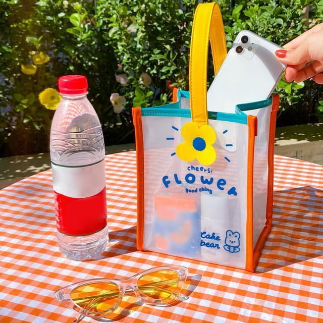 Bolsa de mano transparente BuyWeek con flores de PVC mini