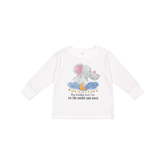 Inktastic My Daddy Loves me to the Moon and Back Elephant Family Boys or Girls Long Sleeve Toddler T-Shirt