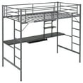 thumbnail image 3 of Zimtown Twin Loft Bed with Desk, Metal Bunk Bed, for Bedroom, Gray, 3 of 10