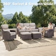 thumbnail image 4 of Jentlehouse 8-Piece Outdoor Patio Furniture Set with 4 Swivel Rocking Chairs,Wicker Rattan Sectional Sofa Set Outdoor Conversation Set for Deck Garden Lawn Balcony, 4 of 13