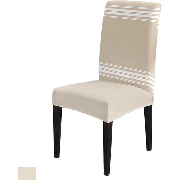Chair Cover Khaki Stripes Dining Chair Slipcovers French Stripe Farmhouse Style Stretch Removable Chair Seat Protector Party Decoration