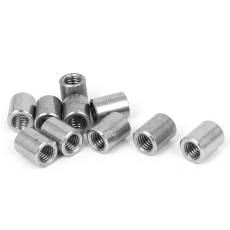 

M8 Threaded Insert Tube Adapter 304 Stainless Steel Round Connector Nuts 10pcs