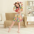 thumbnail image 3 of FORMRS Niños Bathrobe Unisex Hooded Robe Soft Plush Pajamas Sleepwear, Size 2-3T, White Striped Lemon, 3 of 7