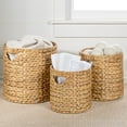 thumbnail image 6 of happimess Avery Bohemian Cottage Hand-Woven Hyacinth Cylinder Nesting Baskets with Handles, Natural (Set of 3), BSK2011A-3SET, 6 of 7