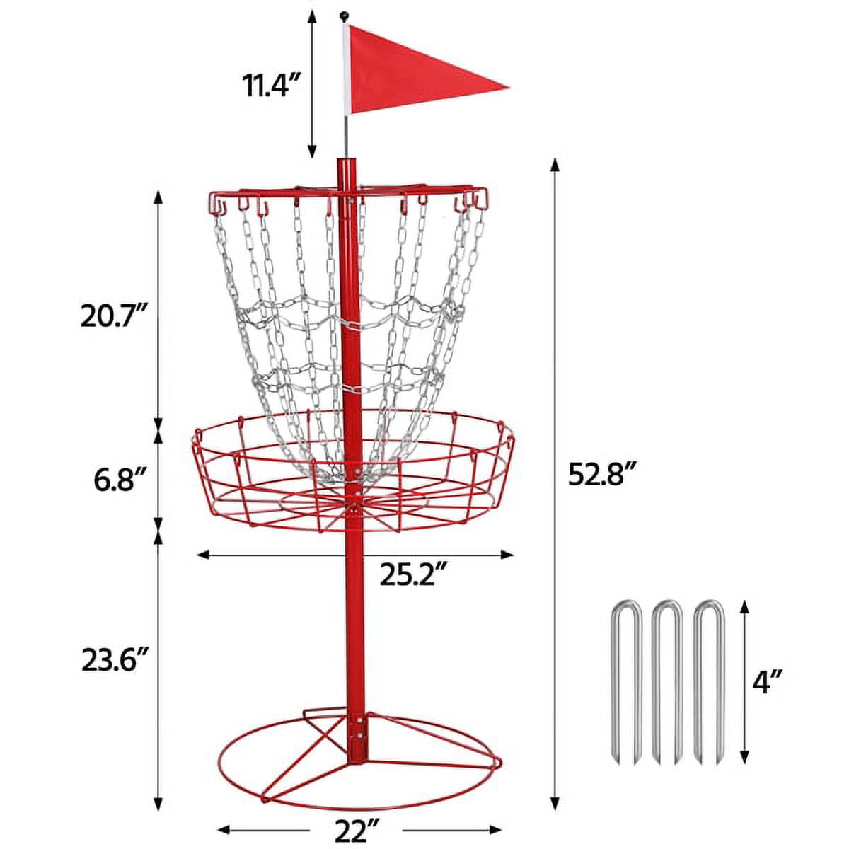 Alden Design 12-Chain steel Disc Golf Goal for Target Practice, Red