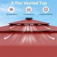 thumbnail image 6 of 10 FT Outdoor Patio Umbrella,Outdoor Table Umbrella with Crank Tilt Adjustment,3-Tier Vented Top,Solar Powered LED Lights,Market Umbrella 8 Sturdy Ribs UV Protection Waterproof for Pool,Garden,Red, 6 of 7