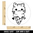 thumbnail image 2 of Yummy Ice Cream Cone Cat with Sprinkles Self-Inking Rubber Stamp Ink Stamper - Lime Green Ink - Small 3/4 Inch, 2 of 7