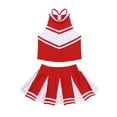 thumbnail image 3 of Aislor Girls Cheerleading Uniform Stage Suit Sleeveless Crop Top with Pleated Skirt Set Costume Red&White 6, 3 of 7