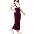 thumbnail image 4 of INSPIRE CHIC Combinaison Droite Taille Haute à Boutons pour Femmes TP Rouge Violacé, 4 of 7