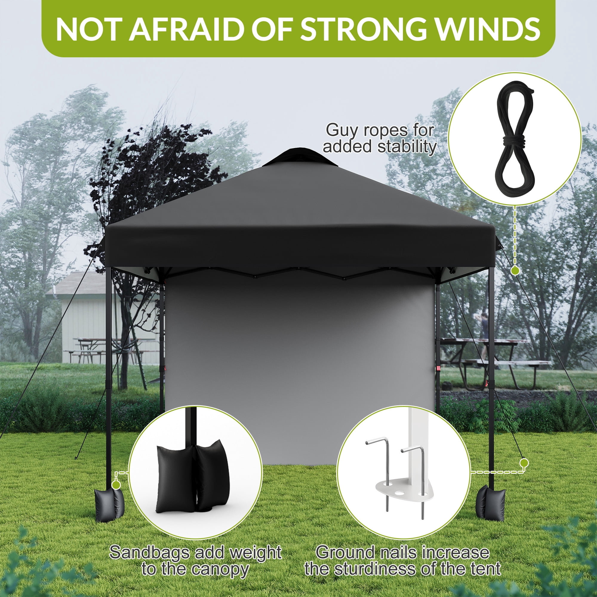 10x10 Pop Up Canopy Tent with 1 Removable Sidewall, Heavy Duty Commercial Instant Shelter with One-Person Setup, 100 Sq Ft Shade for Outdoor Events, Camping, Farmers Market