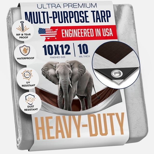 Tarp King-a-Ma-Jigs, 10 x 12 pies, muy resistente, 10 mil de grosor, impermeable
