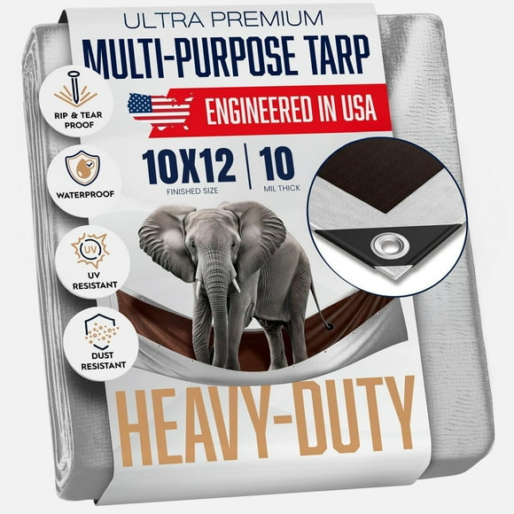 Tarp King-a-Ma-Jigs, 10 x 12 pies, muy resistente, 10 mil de grosor, impermeable