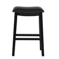 thumbnail image 4 of Poundex Furniture 29" Saddle Bar Stool in Black Faux Leather (Set of 2), 4 of 5