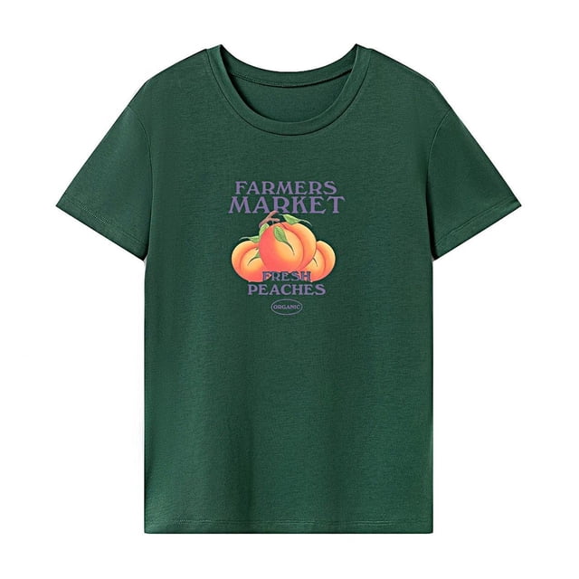 Camiseta de mujer de verano con cuello redondo, informal, ajuste regular, camiseta básica para senderismo, playa M