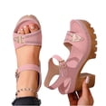 thumbnail image 5 of Viluyesy Womens Block Heeled Sandals, Open Toe Adjustable Strap Slingback Fashion Dressy Platform Shoes Pink US6, 5 of 9