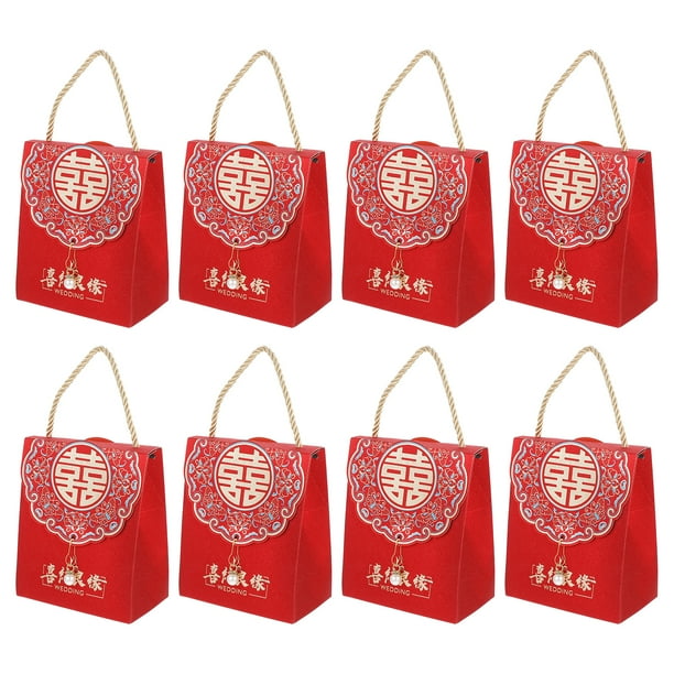KAKOWELY Caja de regalo de boda con temática china, 8 unidades, portátil, para envolver dulces