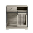 thumbnail image 3 of Pefilos 35" Wooden Dog Kennel End Table with Drawers and Sliding Door Dog Crate, Furniture Style Dog Crate, Gray, 3 of 17