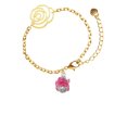 thumbnail image 2 of Delight Jewelry Hot Pink Hibiscus Flowers Spinner Gold-tone Flower Link Chain Bracelet, 6.75"+2" Extender, 2 of 4