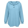 thumbnail image 3 of THNCYX Women Waffle Knit Hooded Henley Shirts Drawstring Hoodies Long Sleeve Tops Loose Fit Casual Sweatshirt Fall Clothes, 3 of 7
