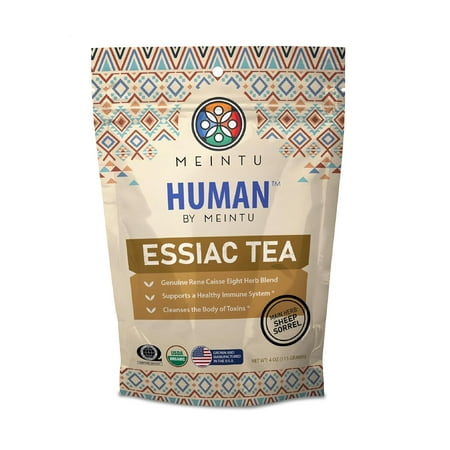 HUMAN™ by Genuine Essiac Tea Organic 8 Herb Powder Formula Sheep Sorrel with 20% Root - 4 oz Stand-Up Airtight Zipper Pouch