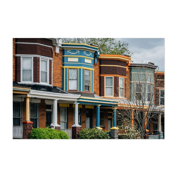 Guilford Ave Row Houses - Baltimore Maryland Photography Unframed Wall Art Print 5 x 7 inches