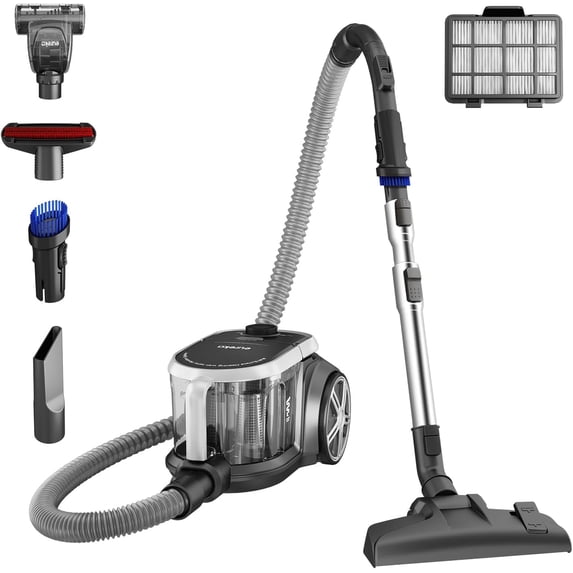 Open Box Eureka Bagless Pet Canister Vacuum Cleaner with HEPA Filter and Automatic Cord Rewind, NEN180, New