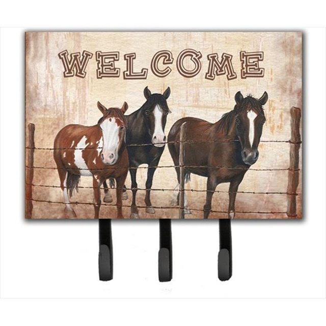 Carolines Treasures SB3059TH68 Welcome Mat With Horses Leash Or Key Holder