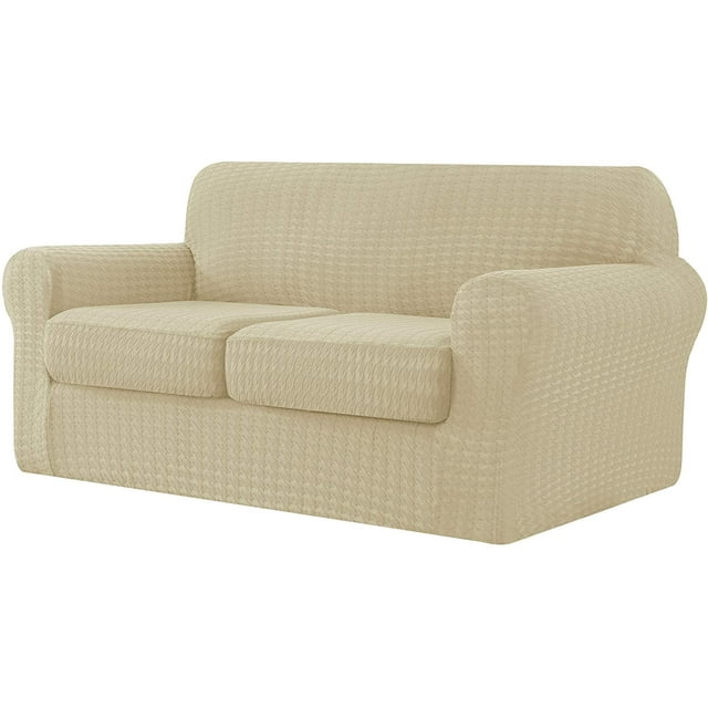 2024 Housse de Canapé Extensible Pied-de-Poule 4 Pcs Housse de Canapé avec Coussins Séparés Noir
