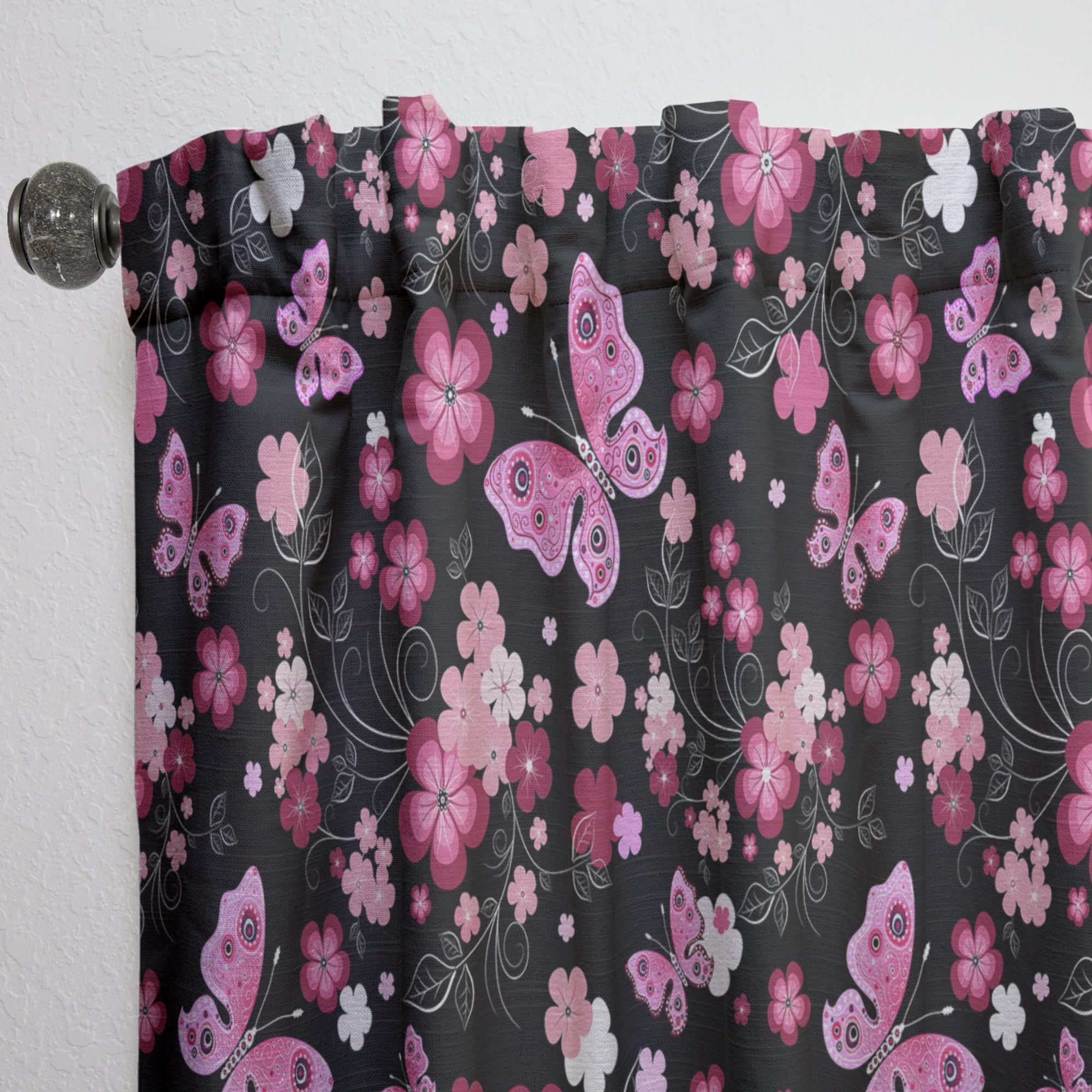 Designart 'Bituminous Bloom XVI' Floral Curtain Panel