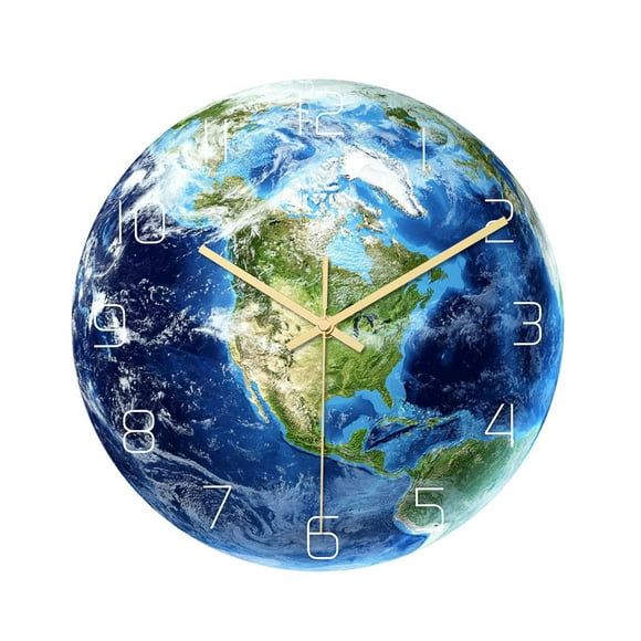 Dvkptbk Clocks Luminous Earth Wall Clock Acrylic Silent Home Decor Wall Clock Home Decor on Clearance