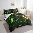 thumbnail image 3 of Castle Fairy Child Teens Adults Green Yellow Gamepads Twin Bedding Sets 7-Piece,Abstract Futuristic Cubes Video Game Bedding Comforter Set Microfiber,Neon Lights Gamer Breathable Sheet Sets, 3 of 8