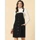thumbnail image 2 of Vestido de pana para mujer Tirantes ajustables A-line Pinafore Button Down Vestido general Negro XL, 2 of 6
