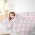 thumbnail image 4 of Feelyou Modern Buffalo Plaid Full Size Comforter Sets for Teens, Grey Pink Square Bedding Comforter Set, Simple Fashion Style Reversible Bedding Sets, Super Cozy Room Decor, 3pcs, 4 of 8
